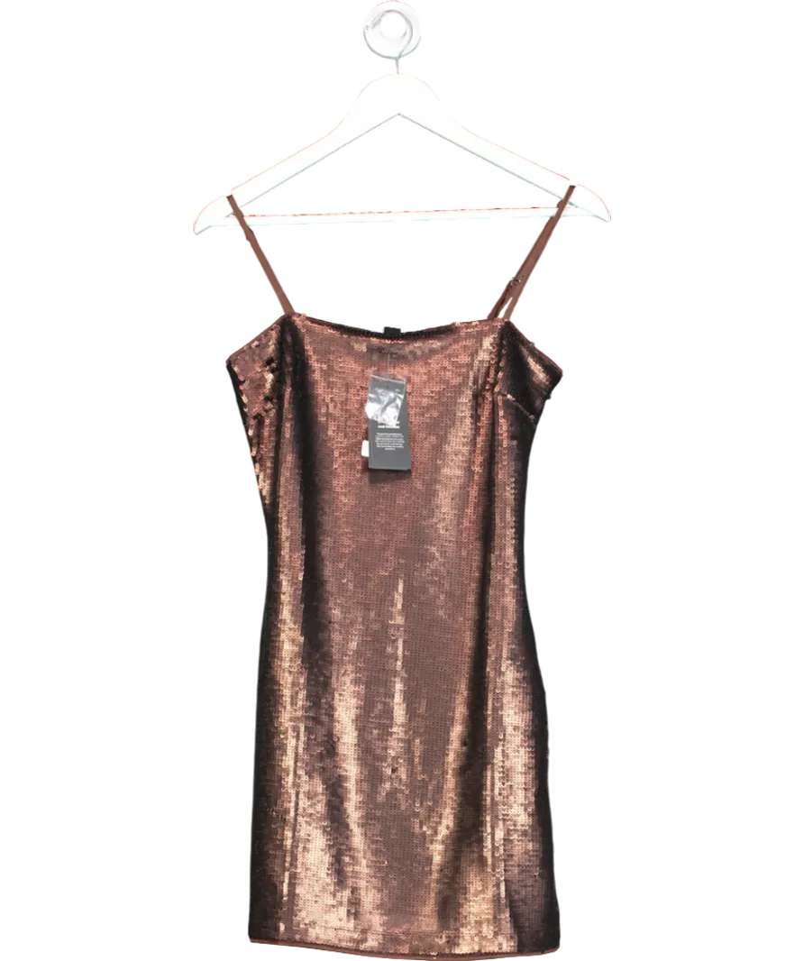 New Look Brown Matte Sequin Mini Dress UK 8