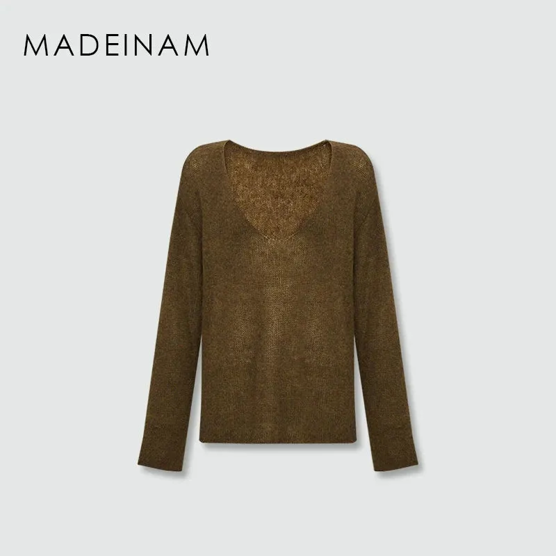 Olive Green V-Neck Sweater