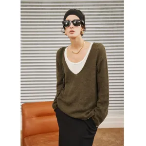 Olive Green V-Neck Sweater
