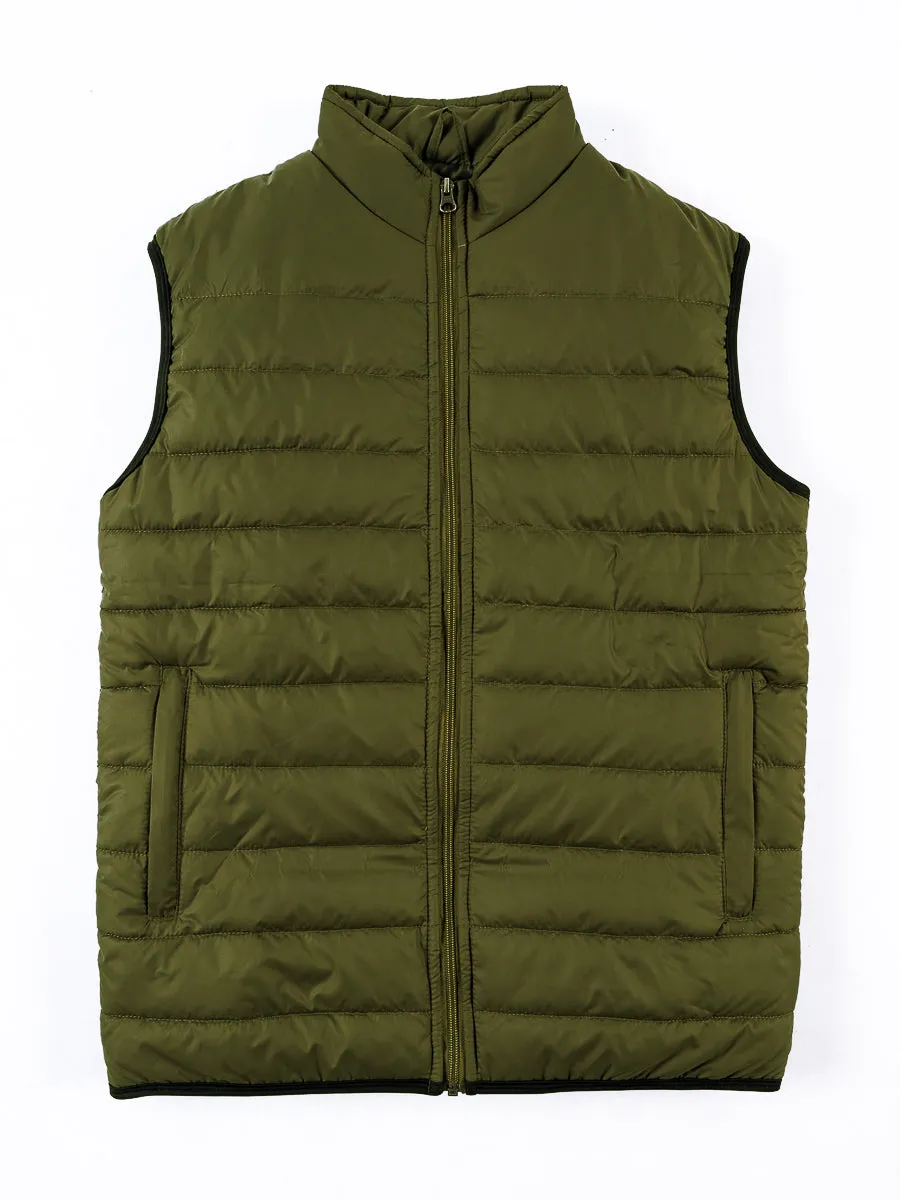 Olive Sleeveless Puffer Gilet Jacket