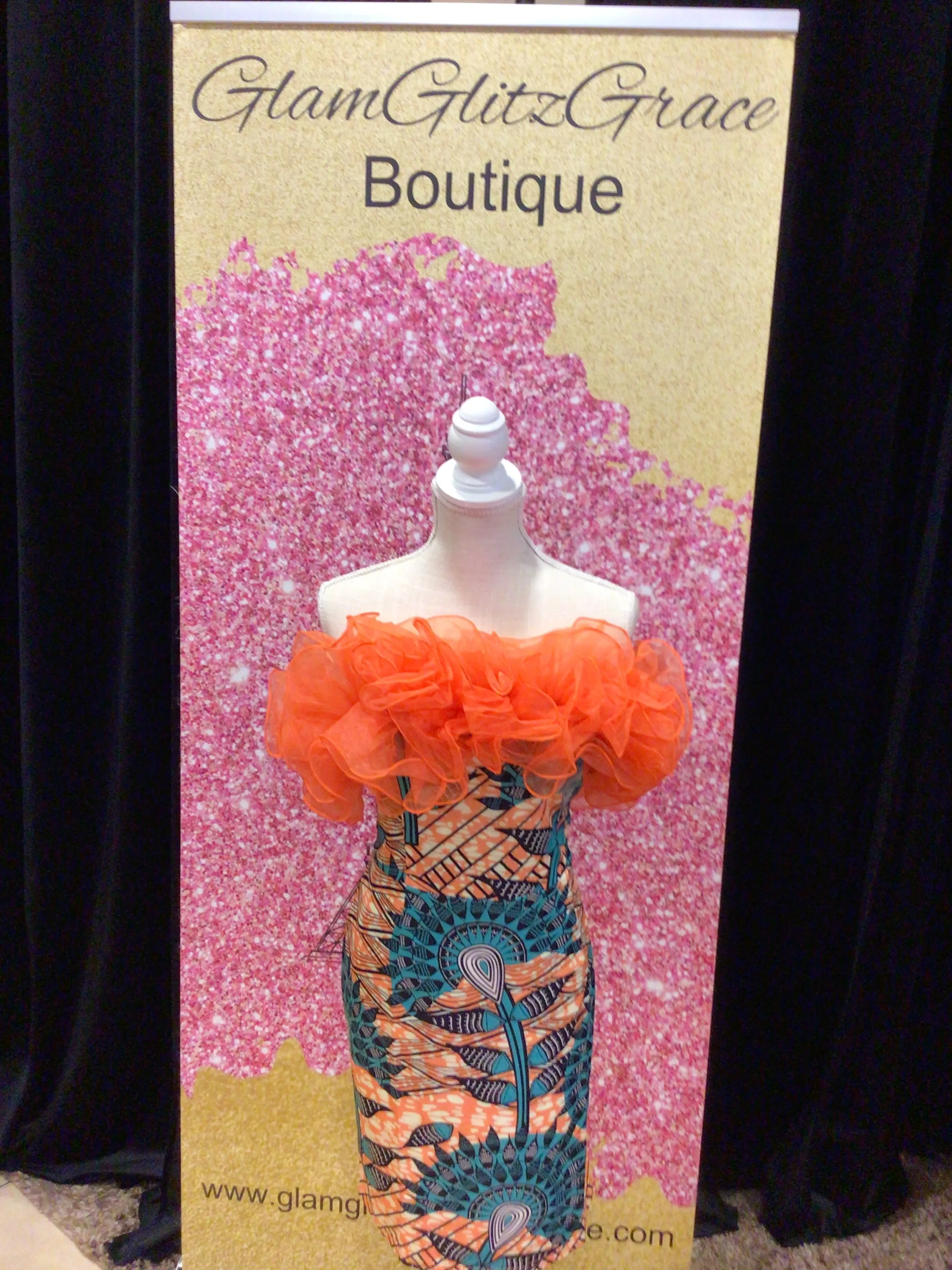 Orange mini off the shoulder mini tulle