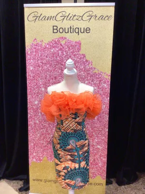 Orange mini off the shoulder mini tulle