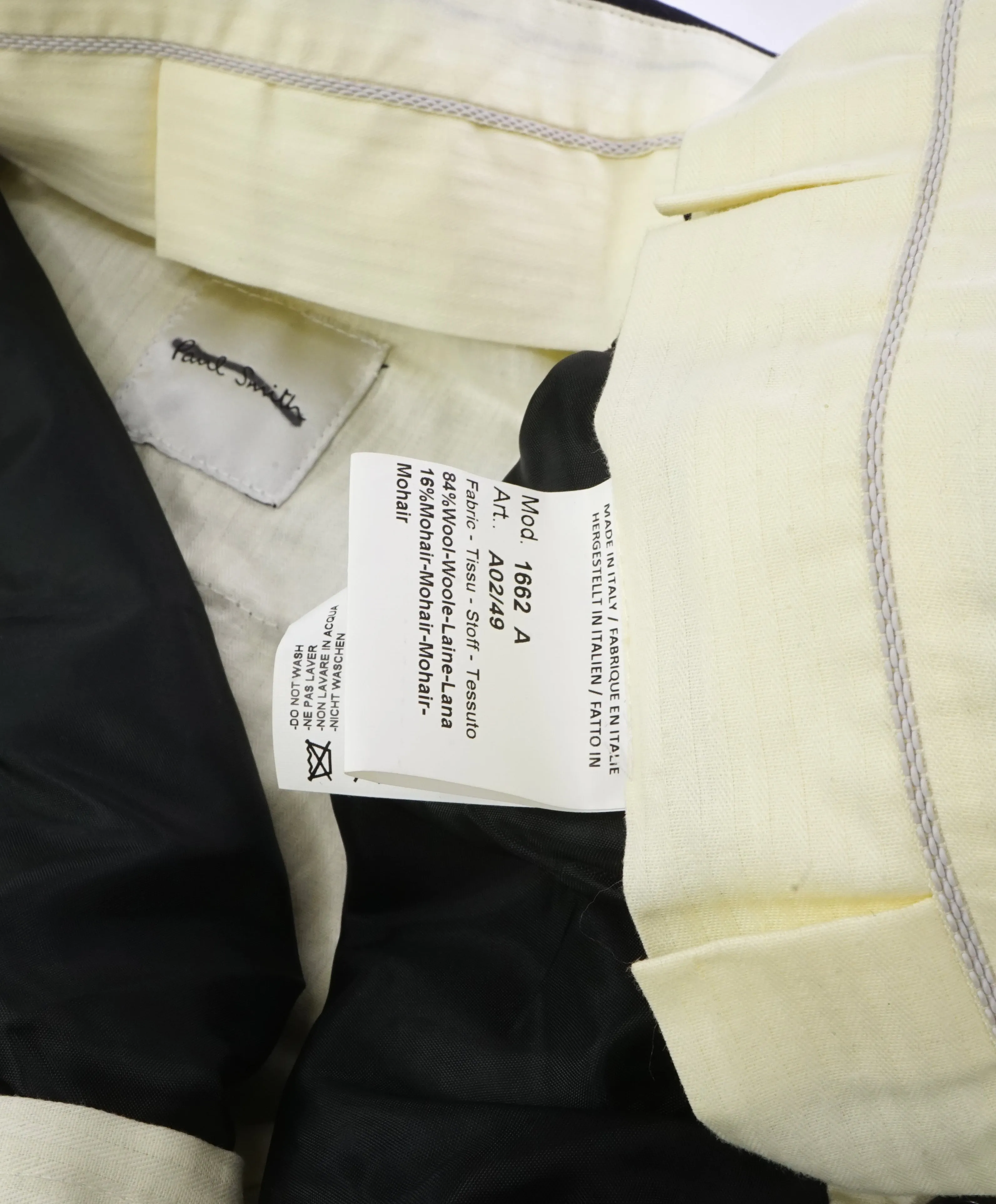 PAUL SMITH - GOLD SIDE-TABS Navy Blue Tux Stripe Wool & Mohair Pants - 31W