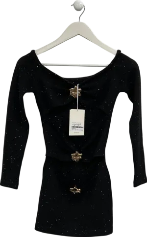 peppermayo Black Gabriela Off Shoulder Mini Dress UK S/M