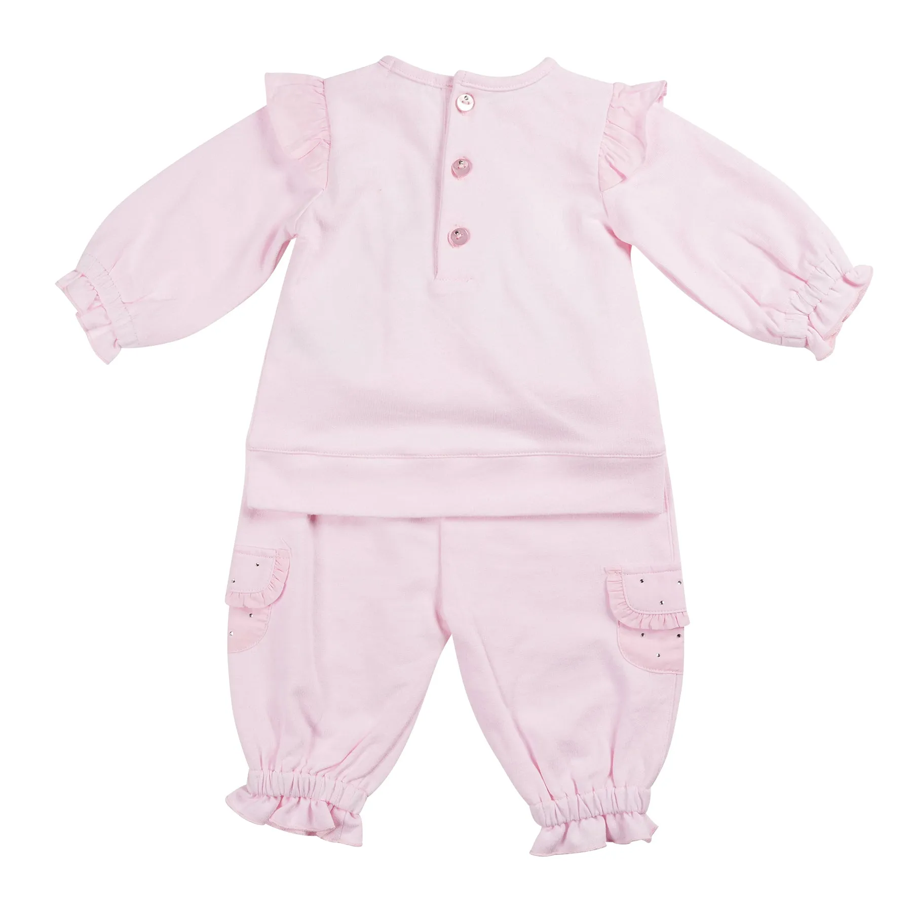 Pink Frill Diamante Tracksuit Set