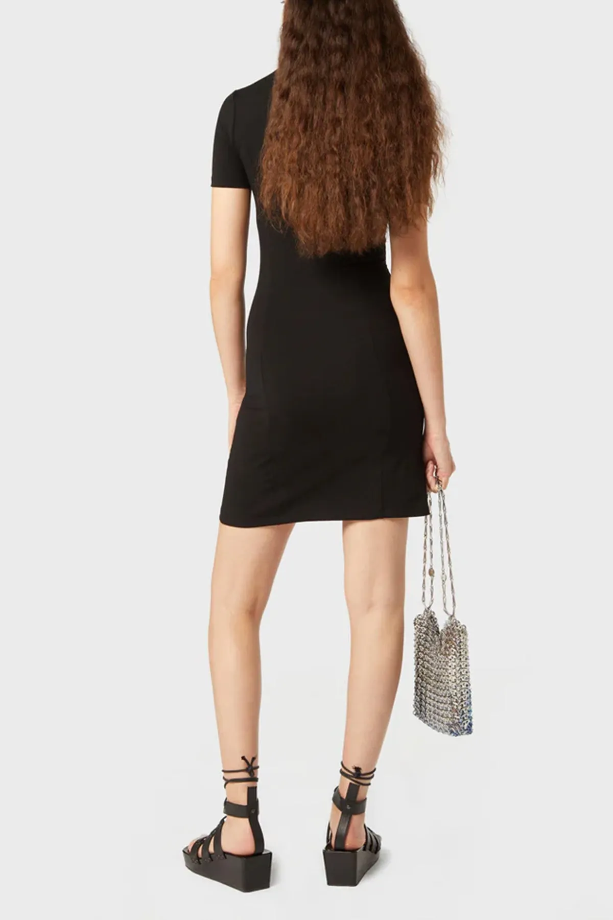 Pleated Short Dress in Black