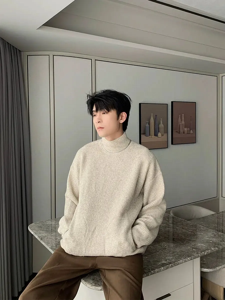 Pleated Turtleneck Bottoming Sweater