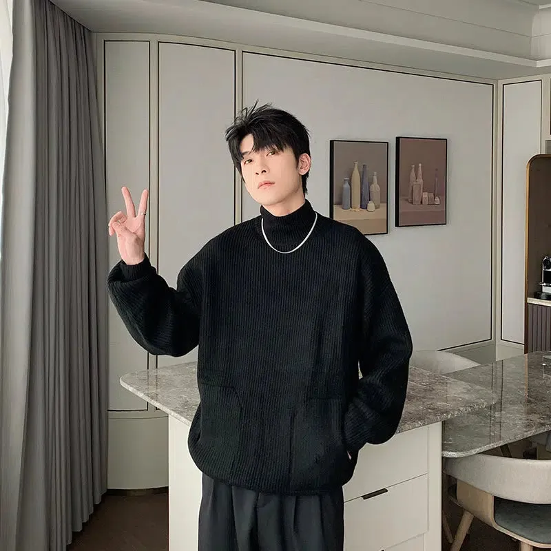 Pleated Turtleneck Bottoming Sweater
