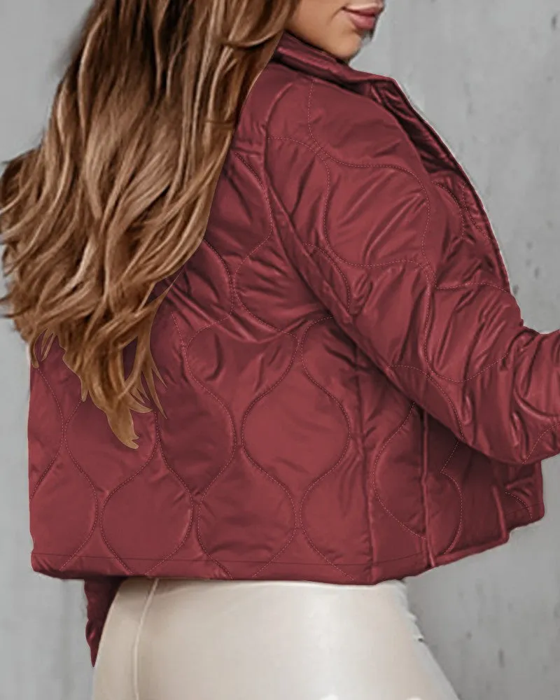 Pocket Design Buttoned Quilted Puffer Jacket