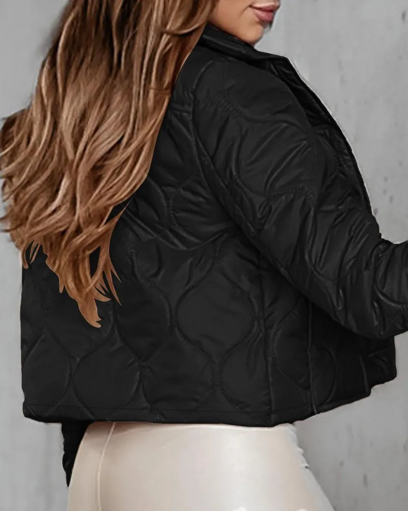 Pocket Design Buttoned Quilted Puffer Jacket