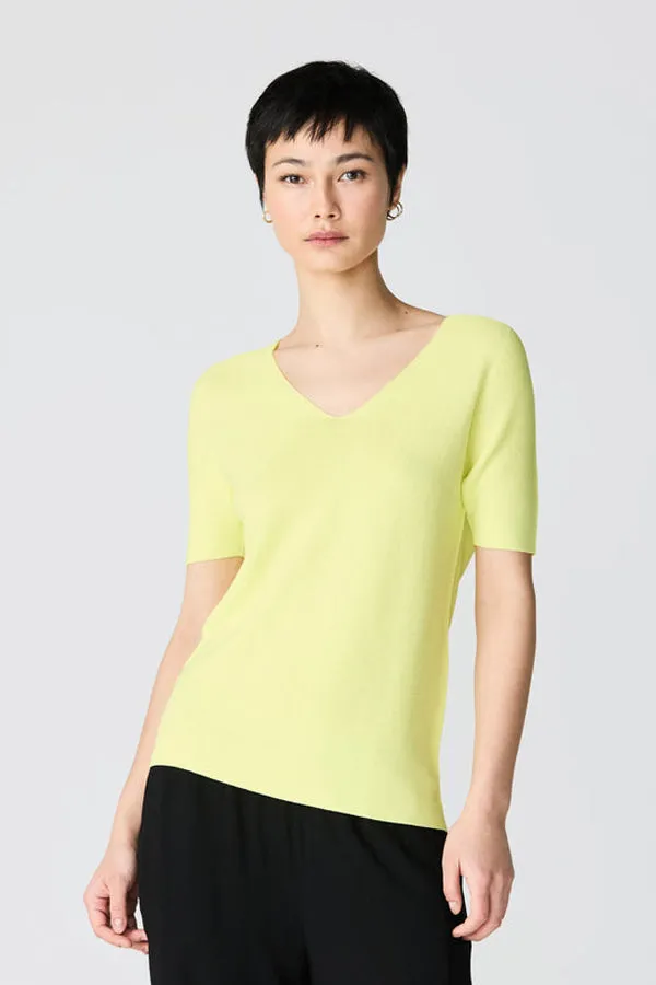 POLLEN YELLOW BASIC V-NECK SWEATER