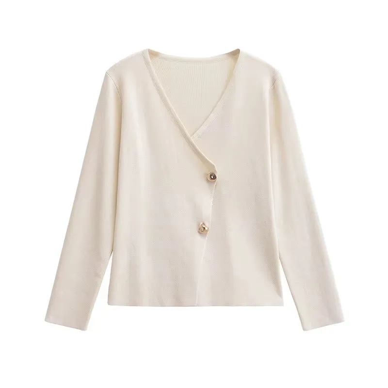 Premium Black  Cardigans Sweater Tops New Women Fashion Casual V-Neck Jacket