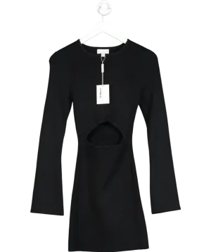 PRETTY LAVISH Long Sleeve Cut-out Knitted Mini Dress In Black UK M