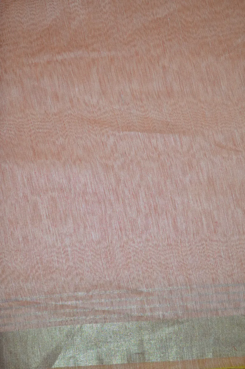 Pure Yarn Dyed Handloom Silk Linen Dual Shade (Dhoop Chaun) Zari Bordered Fabric