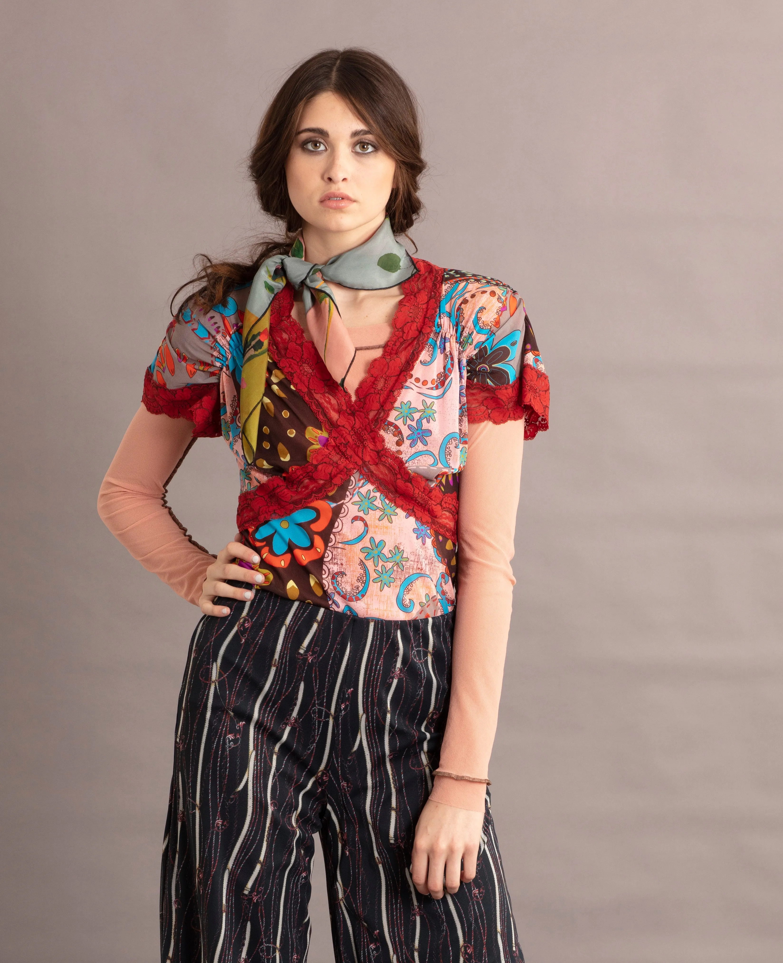 Quilted Autumn Cross Front Top