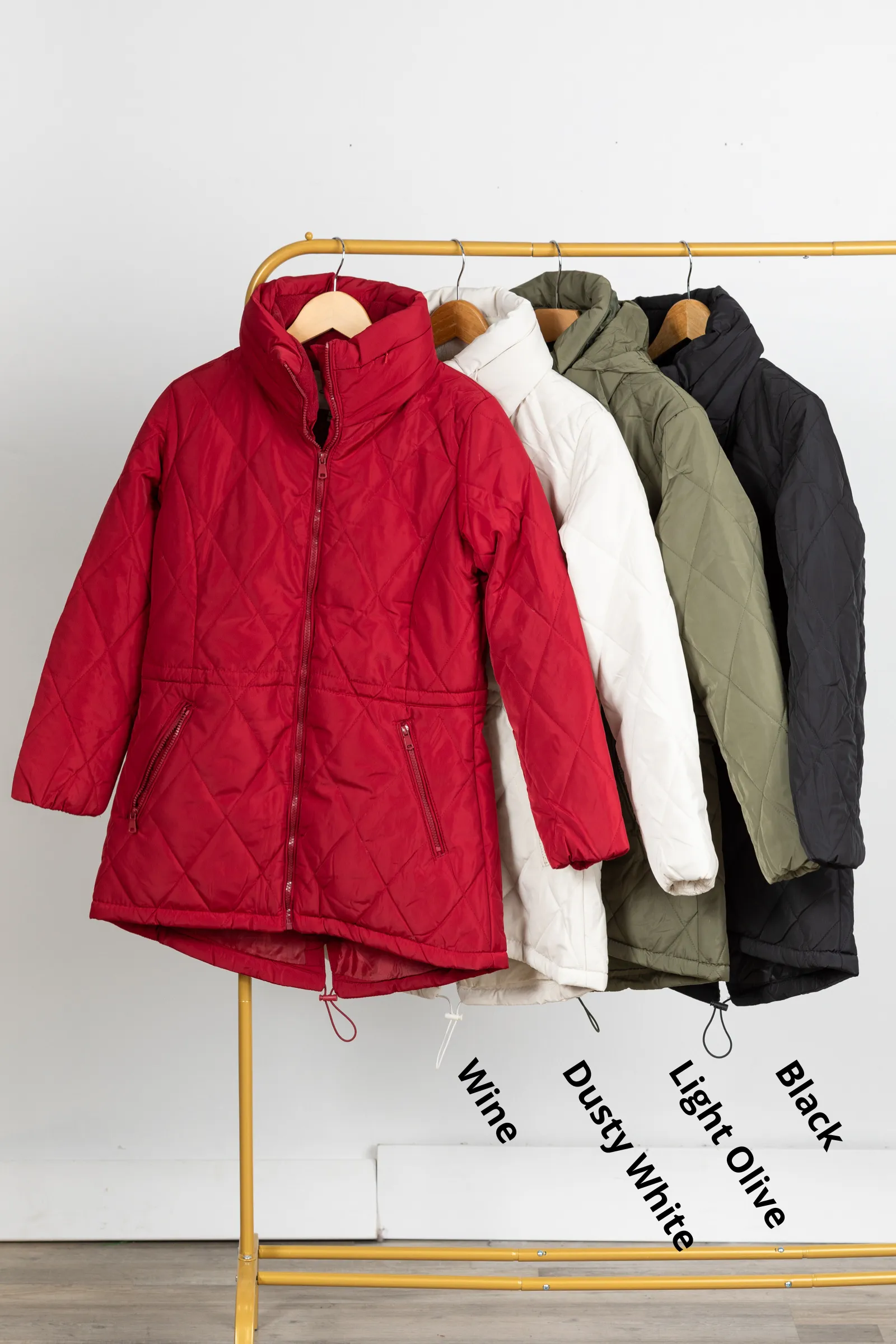Quilted Puffer Jacket With Cinched Waist