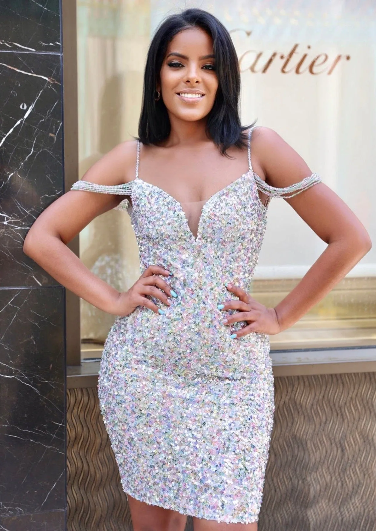 "ALEXANDRA"  MELICA SEQUIN MINI DRESS