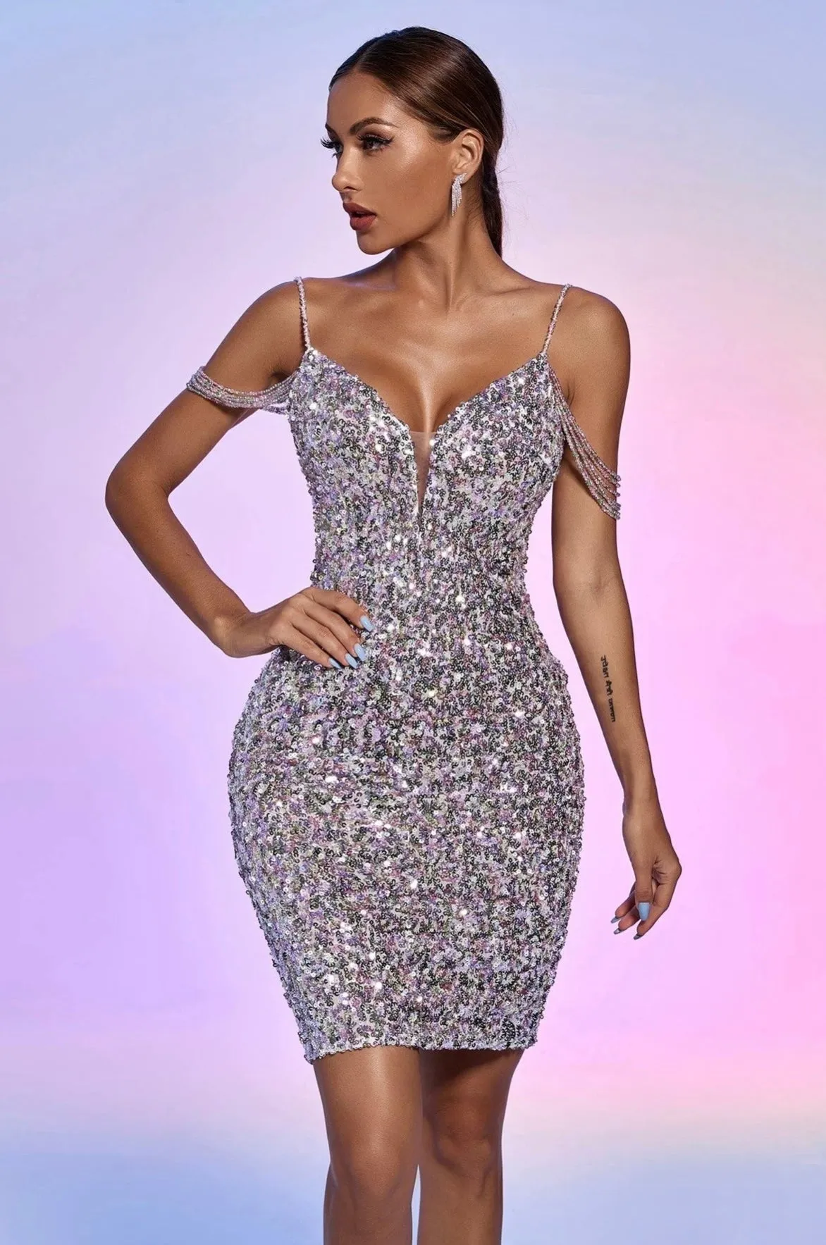 "ALEXANDRA"  MELICA SEQUIN MINI DRESS