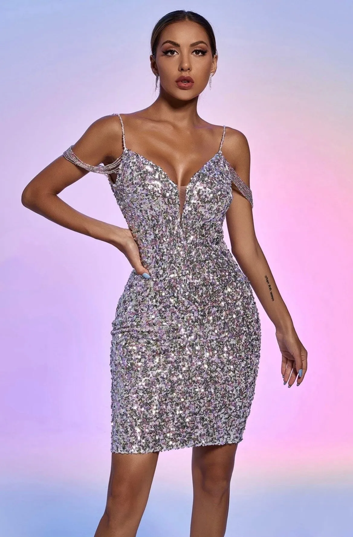 "ALEXANDRA"  MELICA SEQUIN MINI DRESS