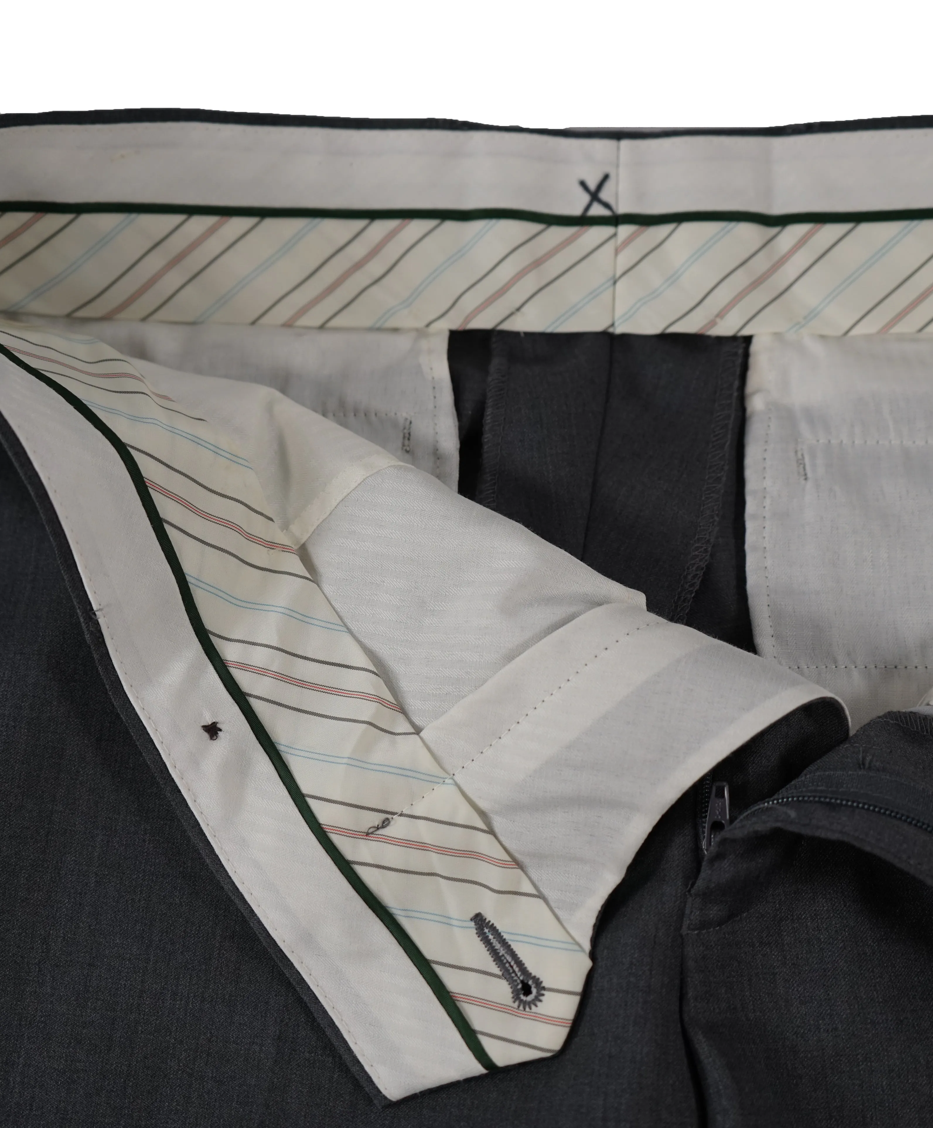 RALPH LAUREN GREEN LABEL - LAUREN Gray Wool Flat Front Dress Pants - 33W
