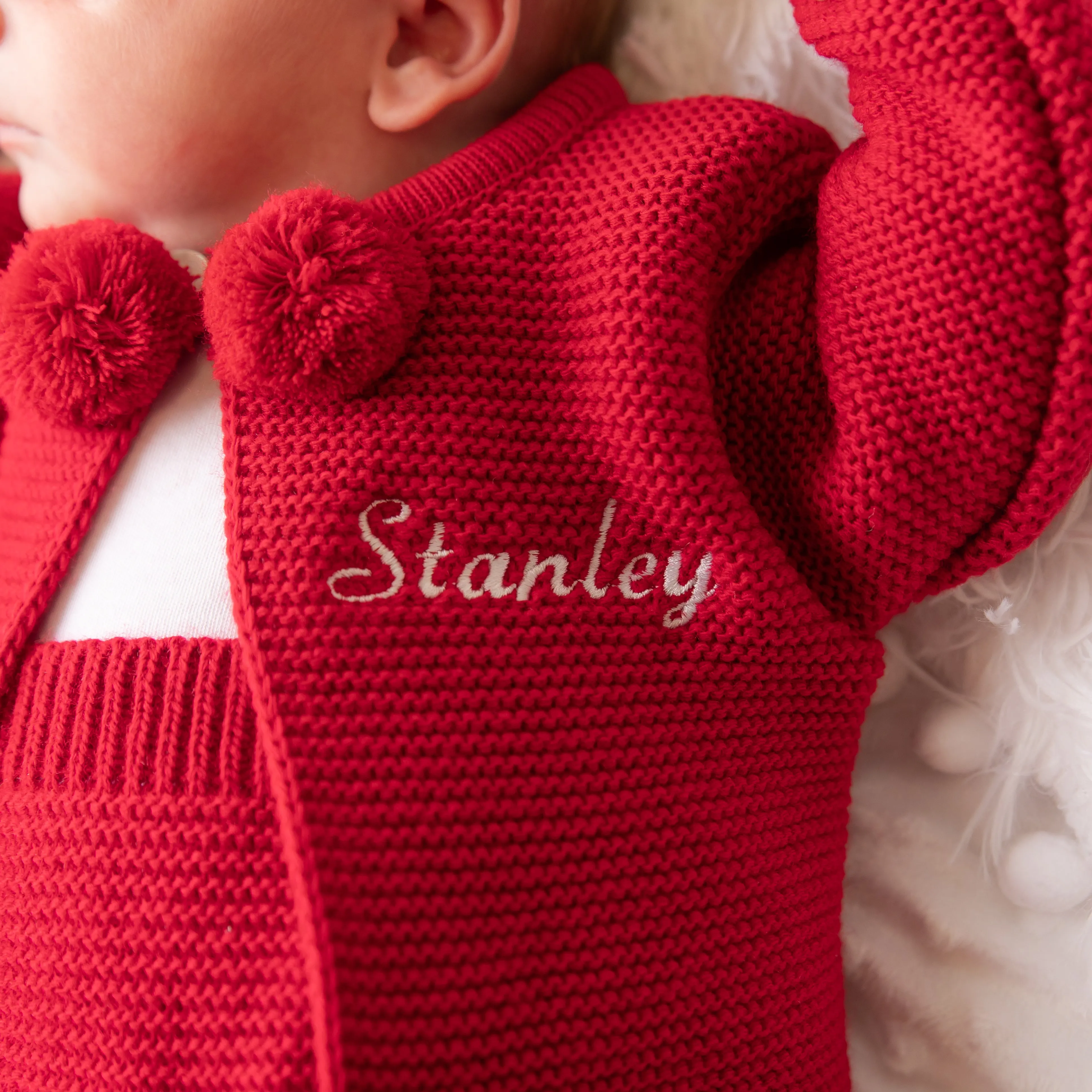 Red Knitted Pom 2 Piece Outfit