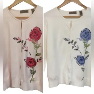 Retro i.e. RELAXED sz X Large Cardigan Bundle Floral Pastel Colors Pink Purple