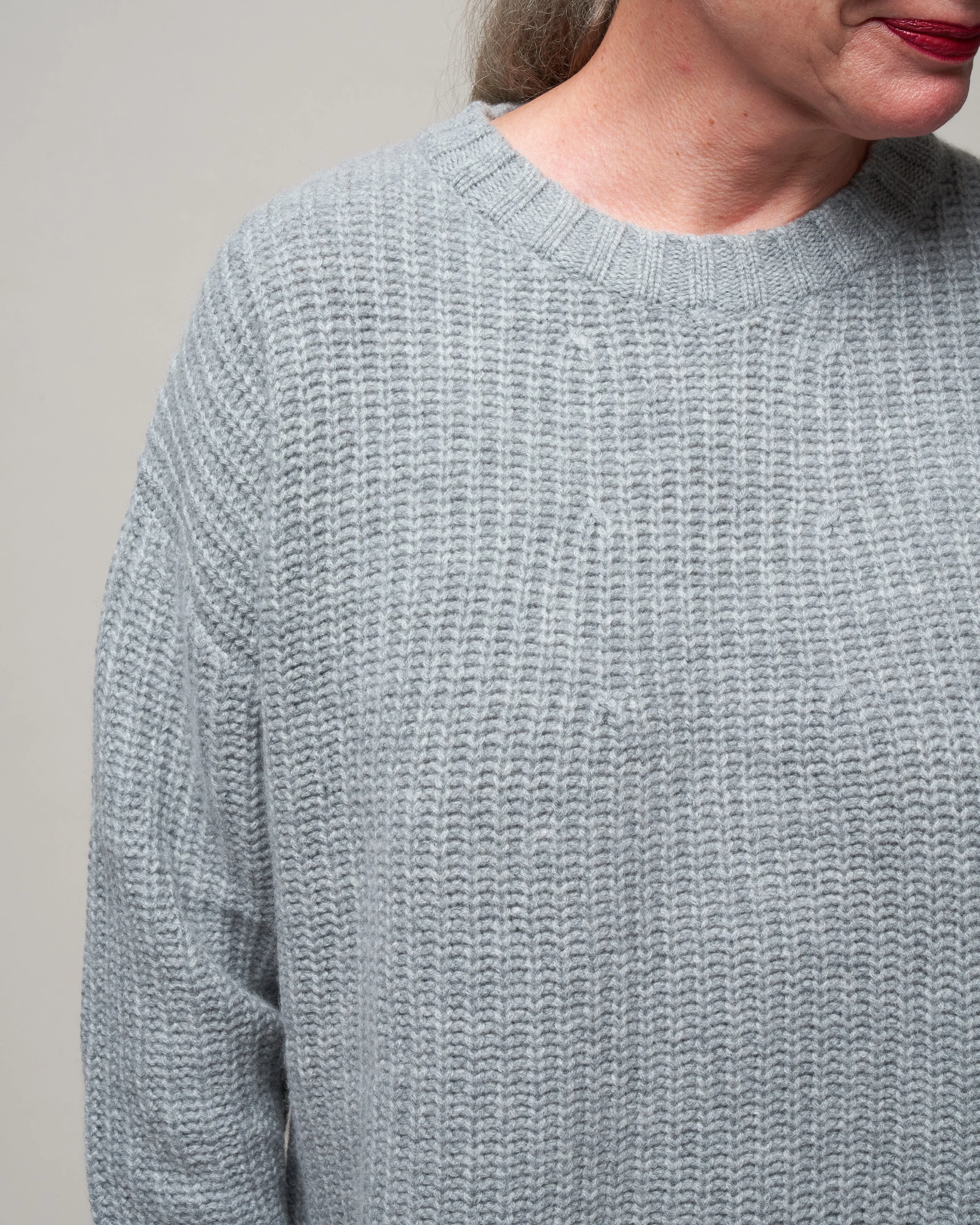 ribbed crewneck sweater - heather