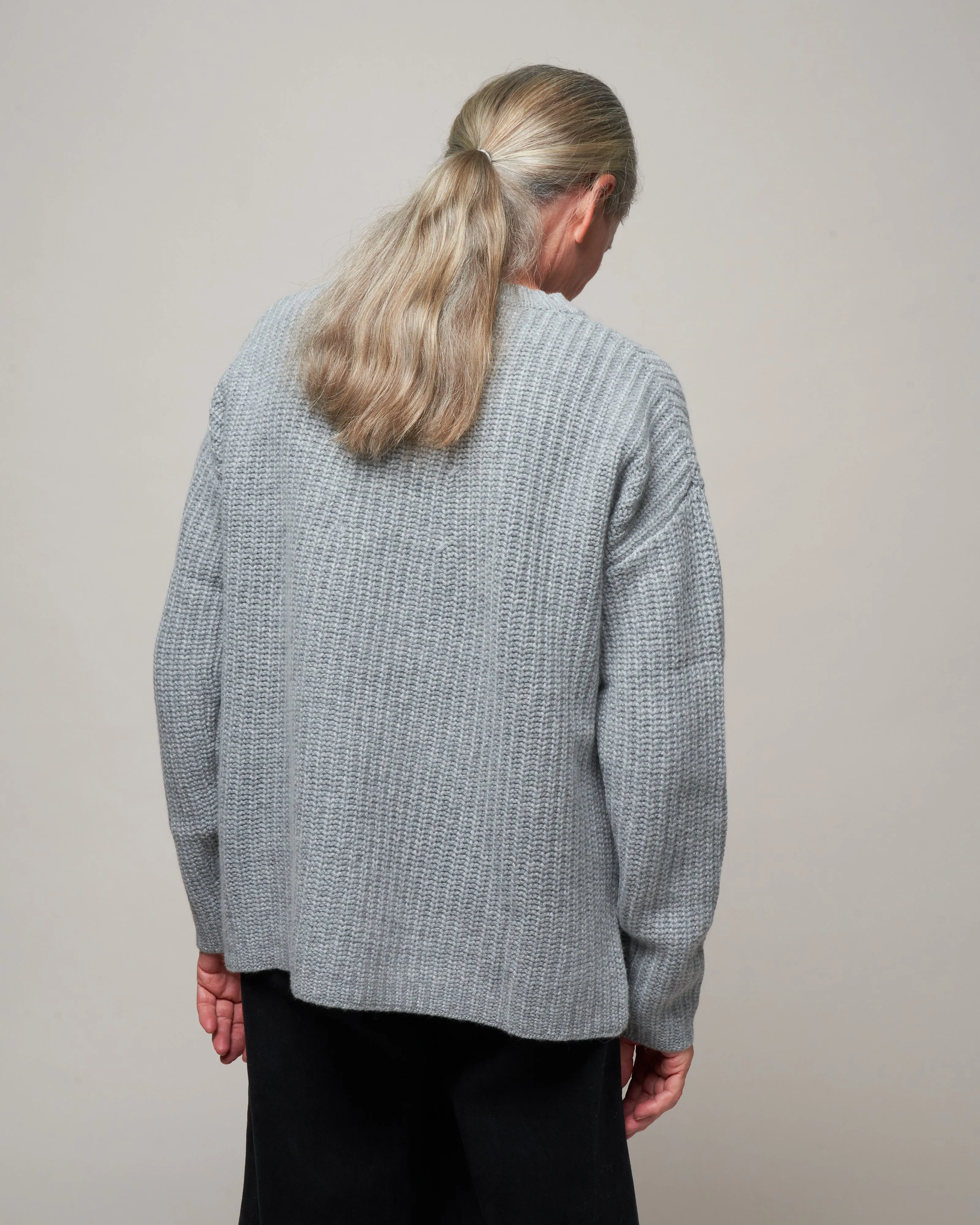 ribbed crewneck sweater - heather