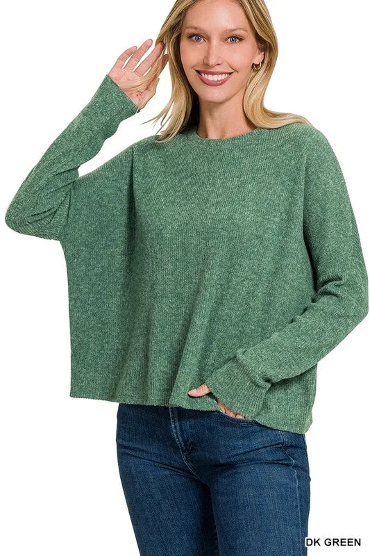 RIBBED DOLMAN LONG SLEEVE SWEATER