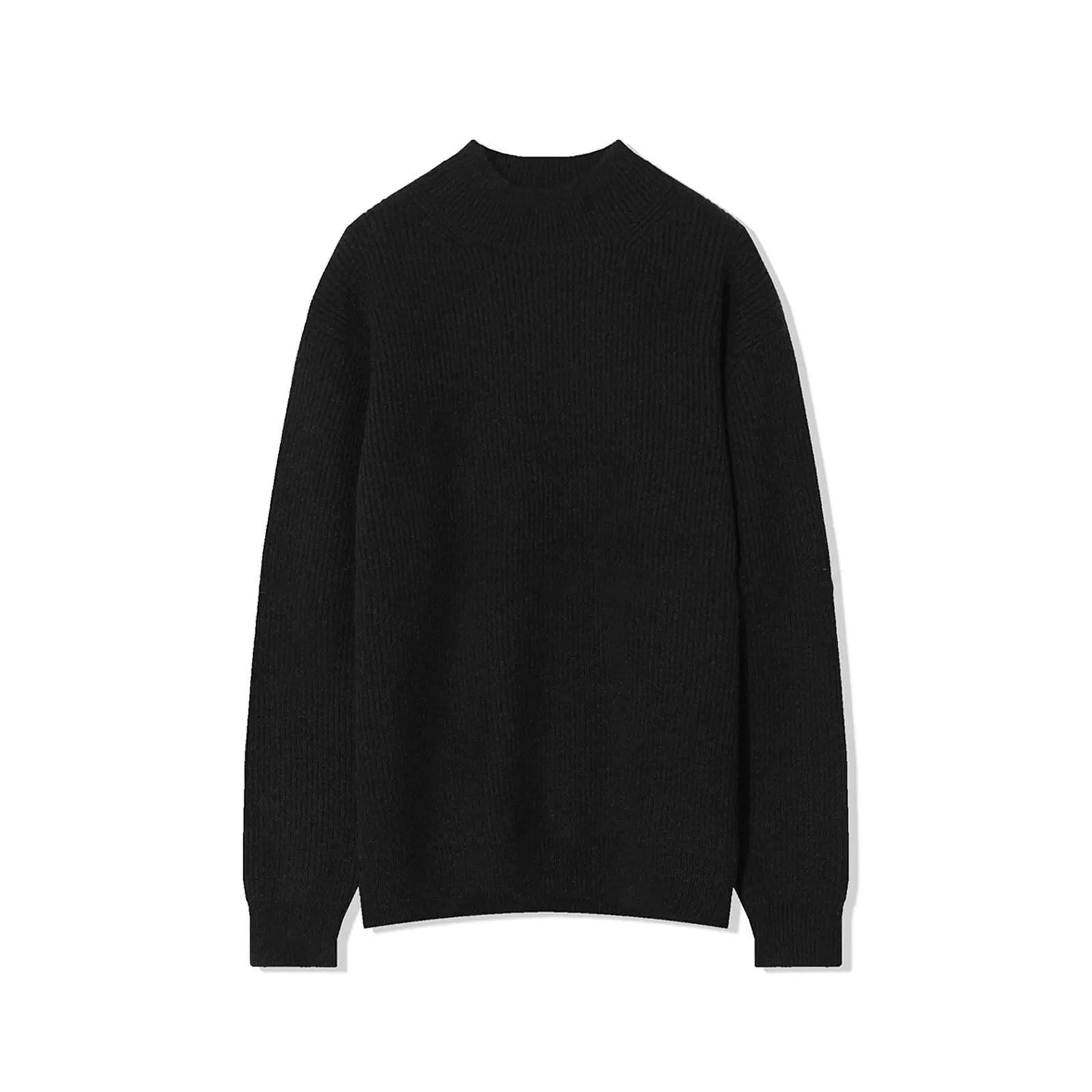 Ribbed Knit Pleated Turtleneck Sweater