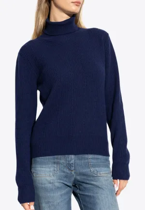 Ribbed Wool Turtleneck Sweater