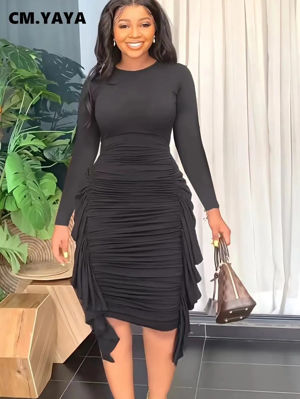 Right On Time Ruffles Ruched Bodycon Dress