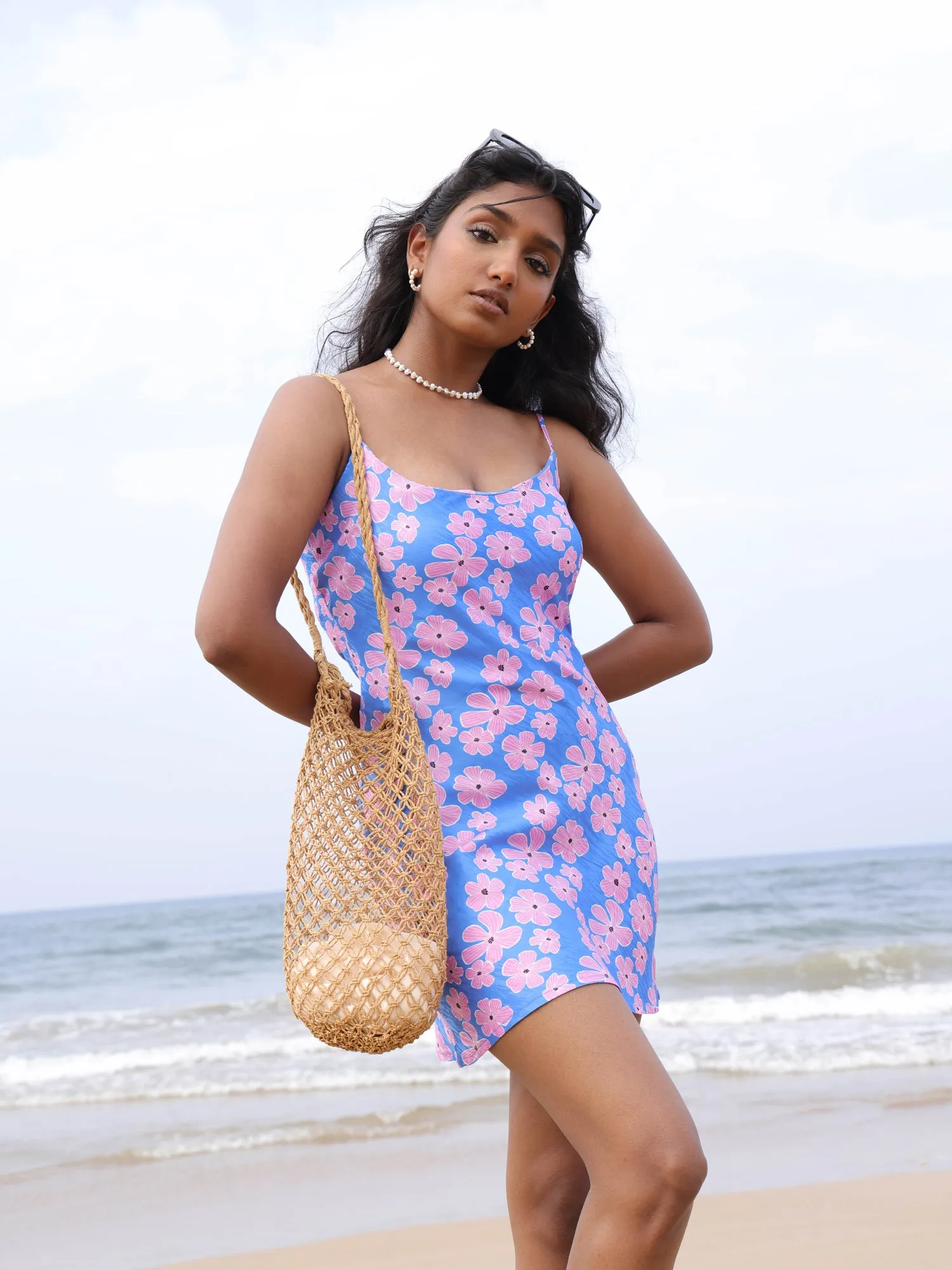 Round Neck Mini Bias Dress