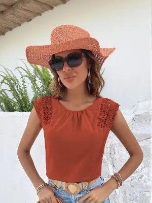 Rust Top With Lace Insert Detail