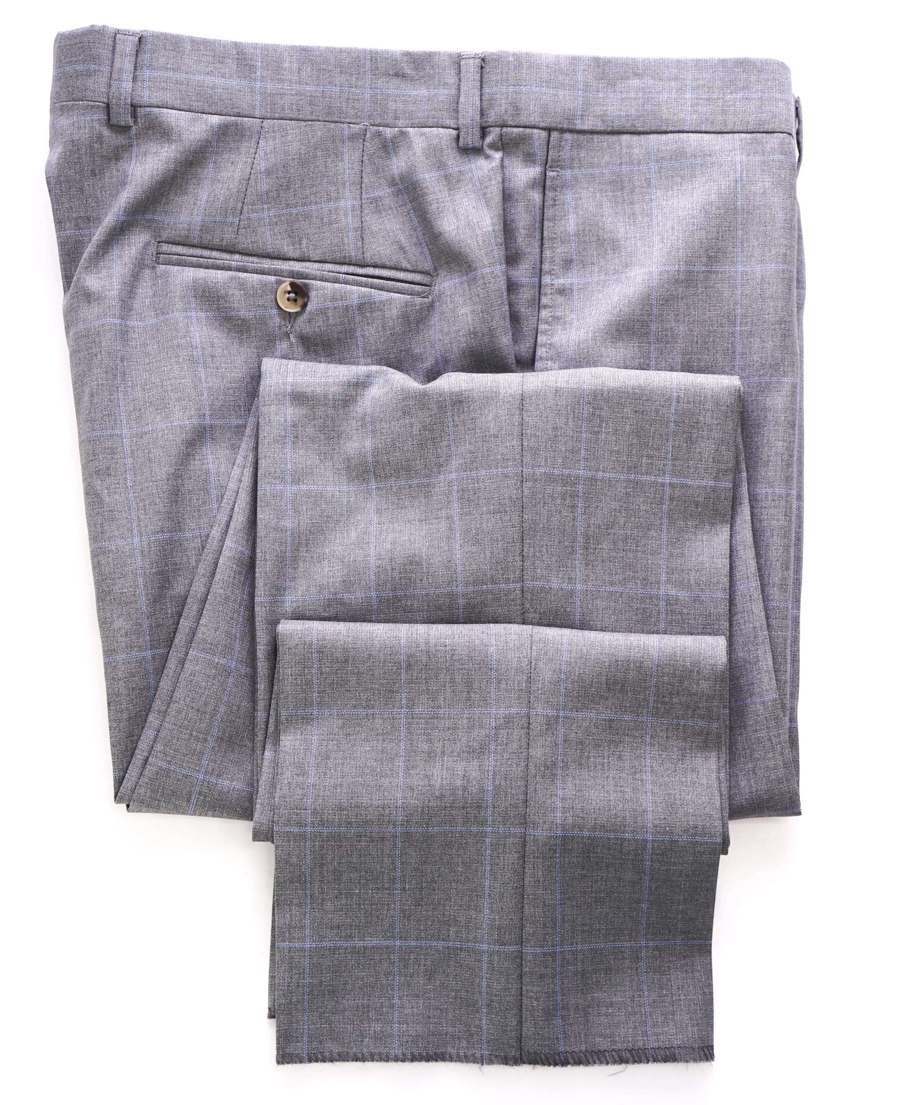 SAKS FIFTH AVE  - Gray Wool Windowpane Flat Front Dress Pants - 36W