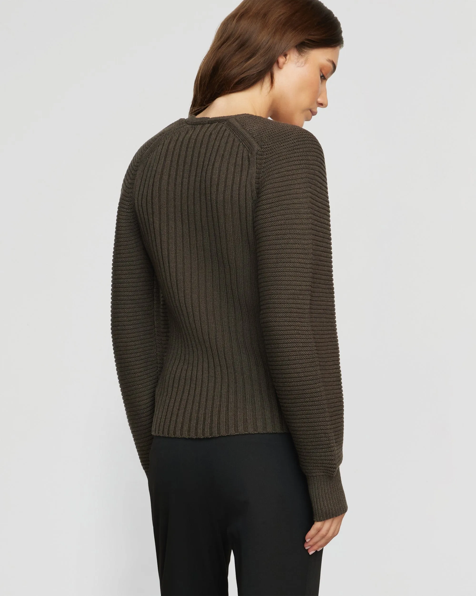 Sanne Ottoman-Knit V-Neck Sweater