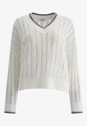 Sequin Embellished V-neck Sweater