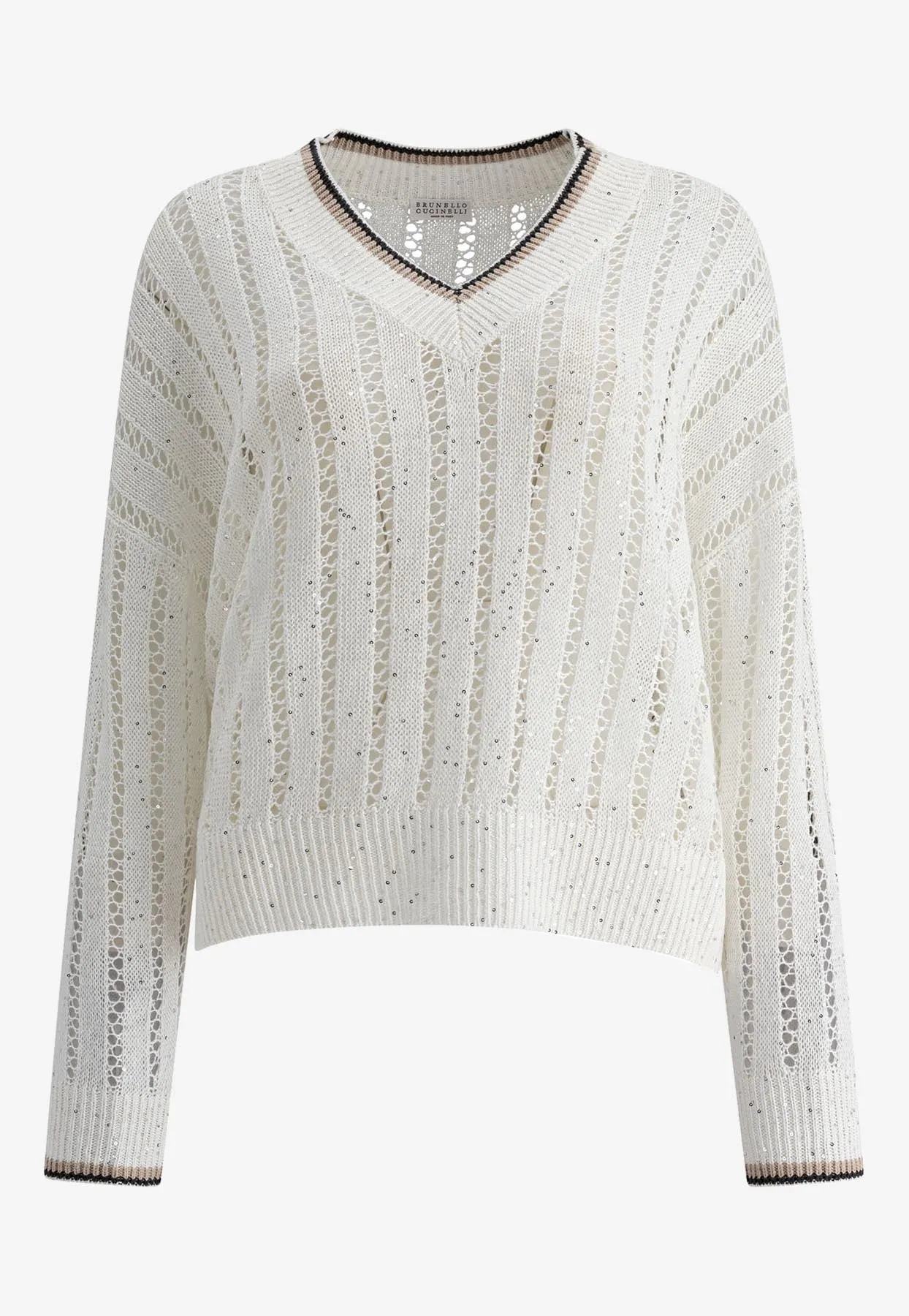 Sequin Embellished V-neck Sweater