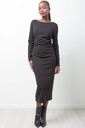 Side Ruched Bodycon Dress Black