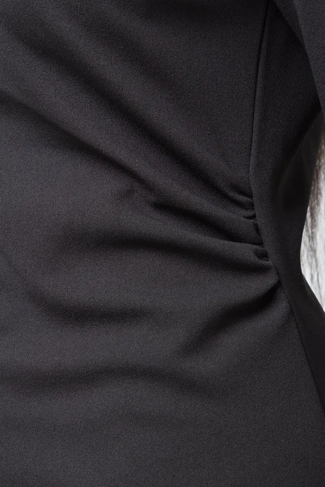 Side Ruched Bodycon Dress Black
