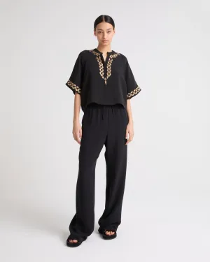 Silk crepe palazzo trousers