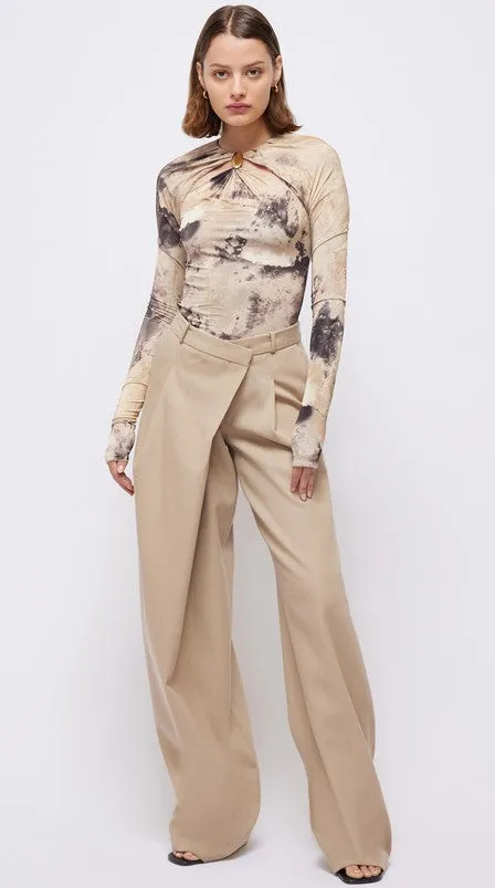 Simkhai Taylor Overlap Wideleg Trousers - Camel Melange