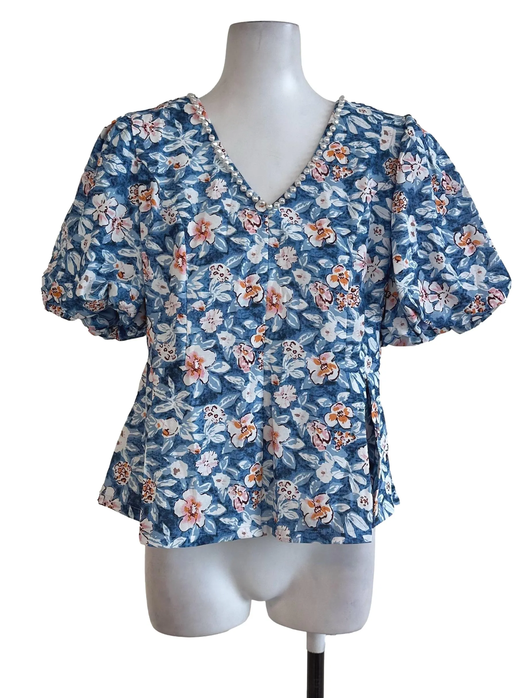 Sky Blue Floral Top