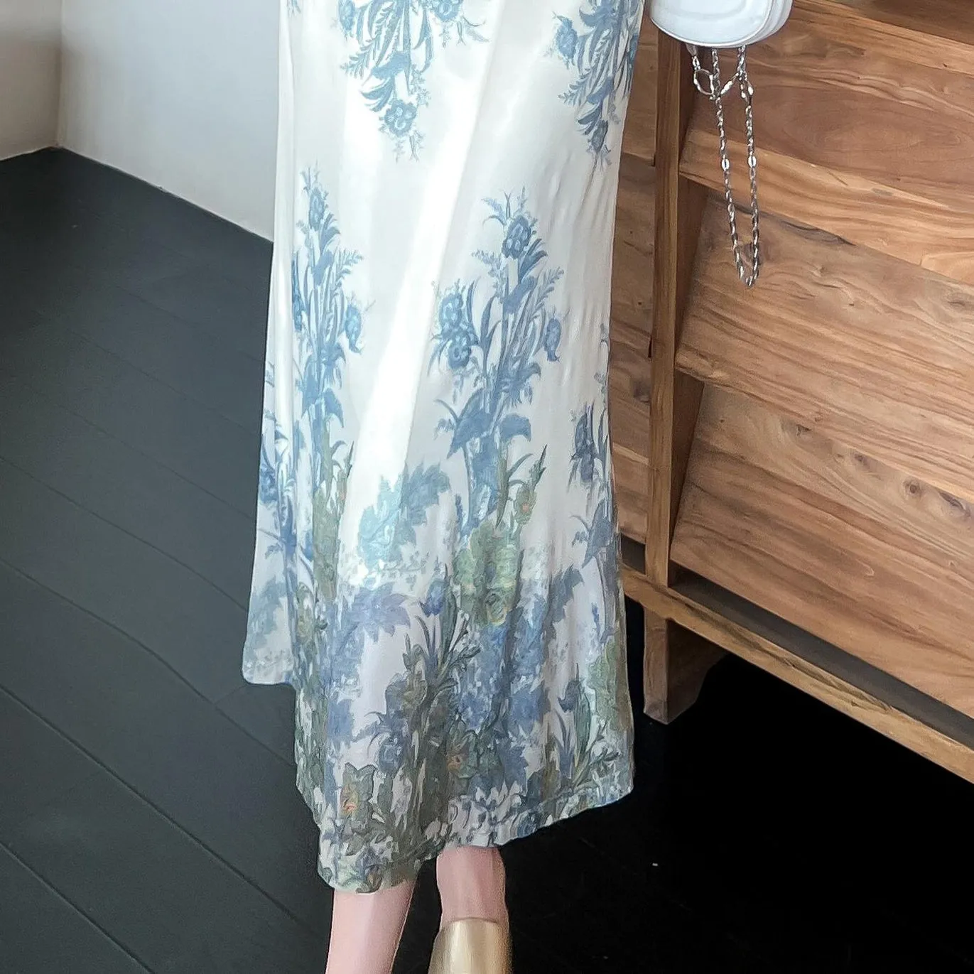 Slinky Lace Trim Maxi Dress for Women