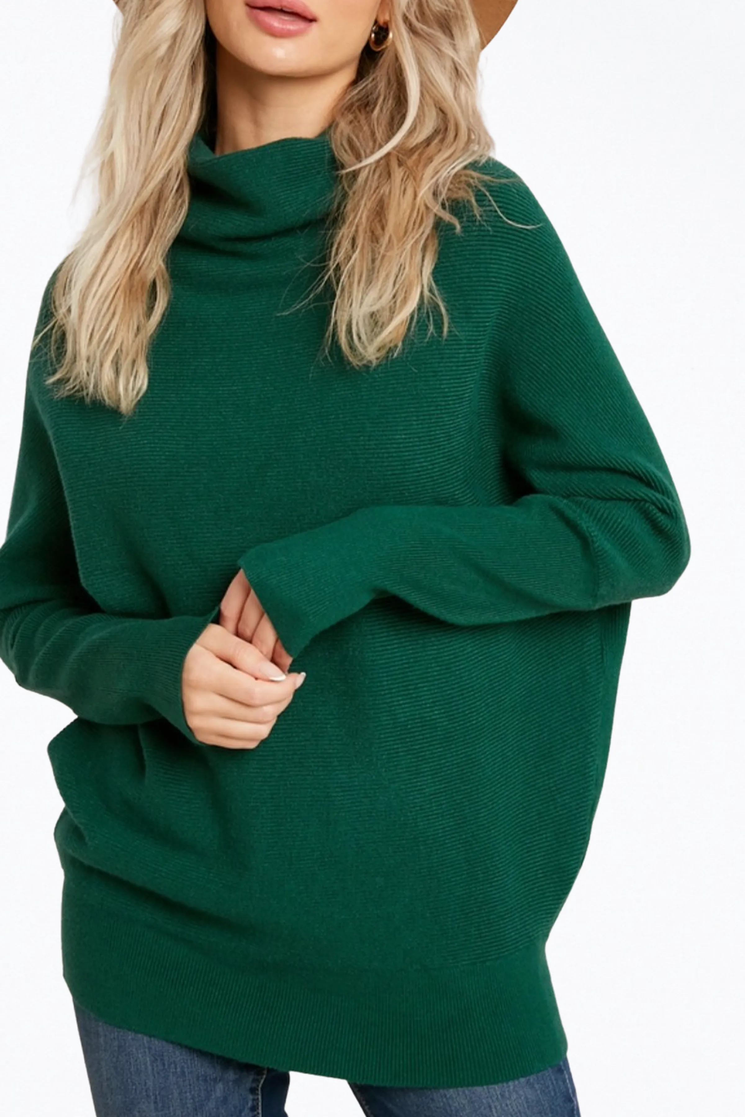 SLOUCH-NECK DOLMAN PULLOVER