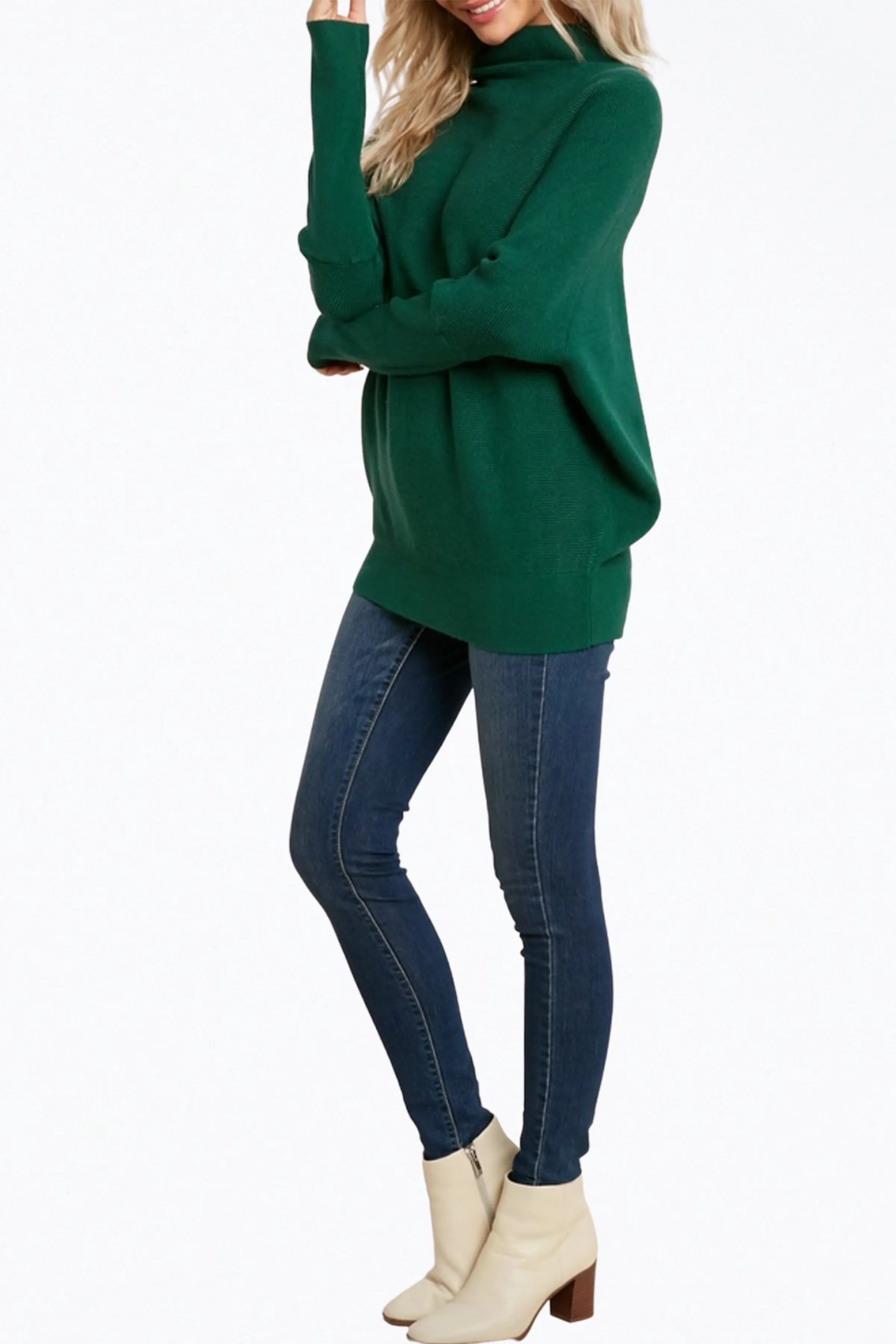 SLOUCH-NECK DOLMAN PULLOVER