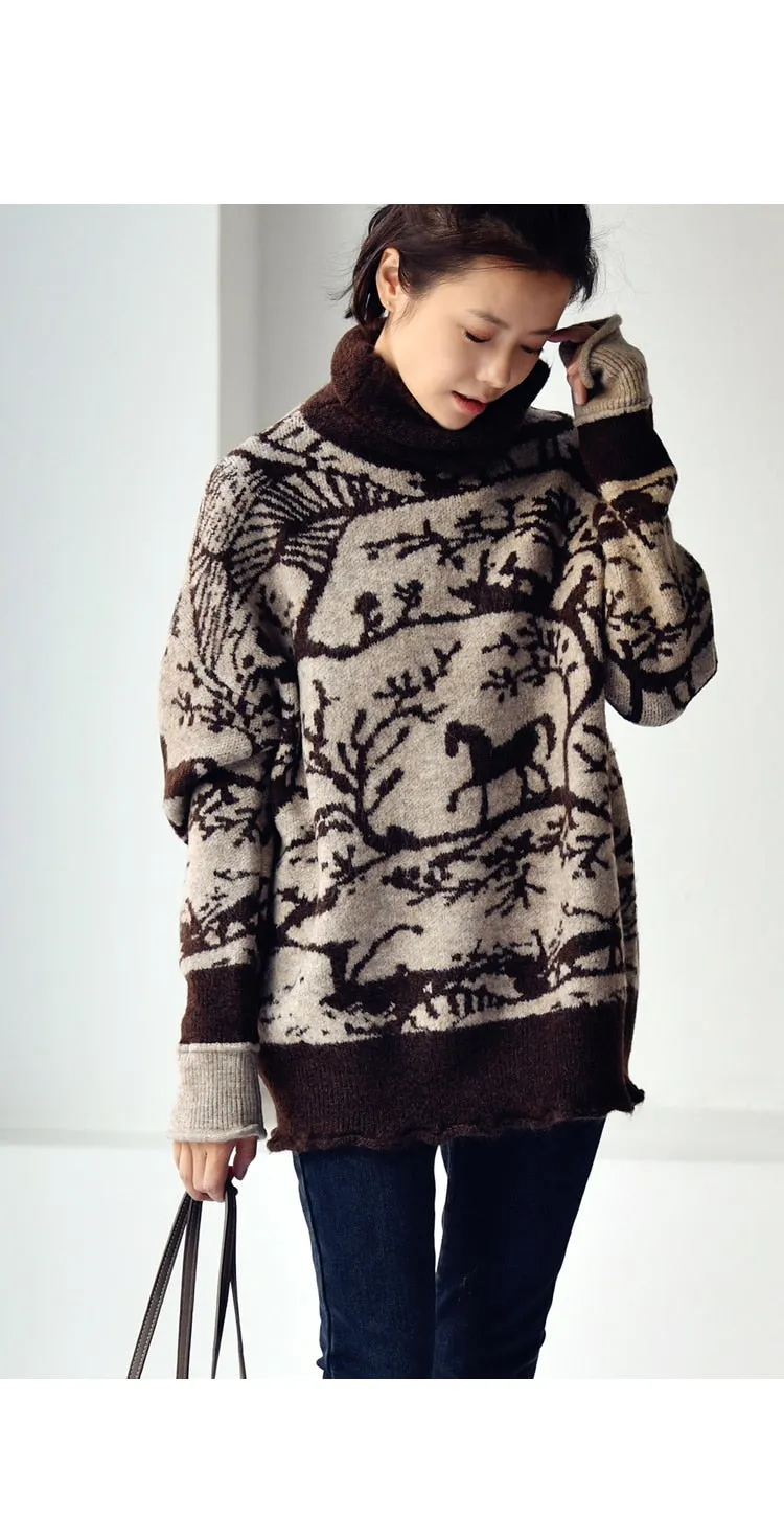 soft flapped turtleneck warm sweater for women winter