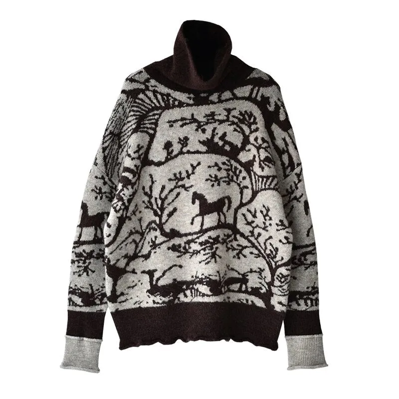soft flapped turtleneck warm sweater for women winter