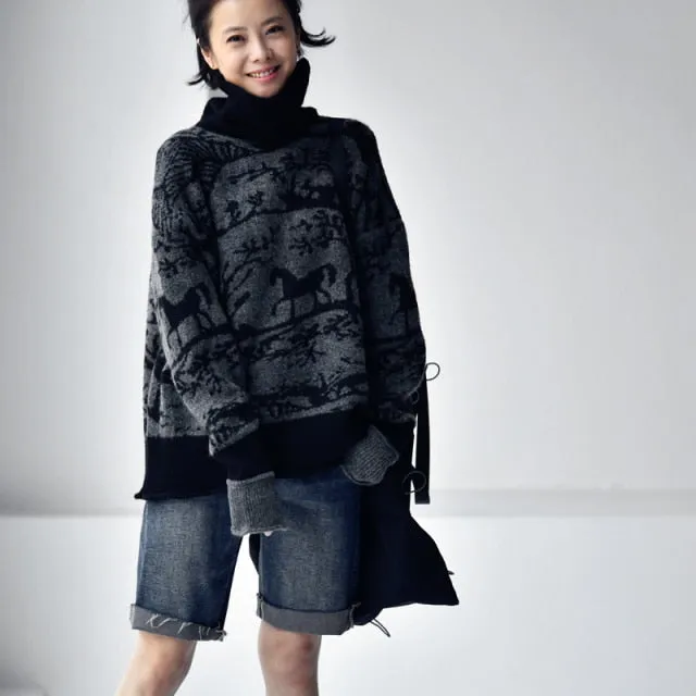 soft flapped turtleneck warm sweater for women winter