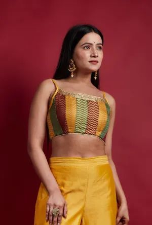 Sphagetti Blouse in Multi Colored Zari Weave